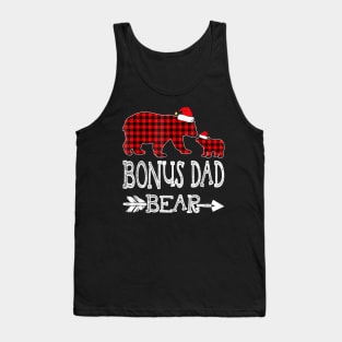 Bonus Dad Bear Red Plaid Buffalo Arrow Christmas Pajama Tank Top